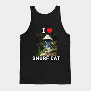 Funny blue mushroom Cat Meme we love live lie Tank Top